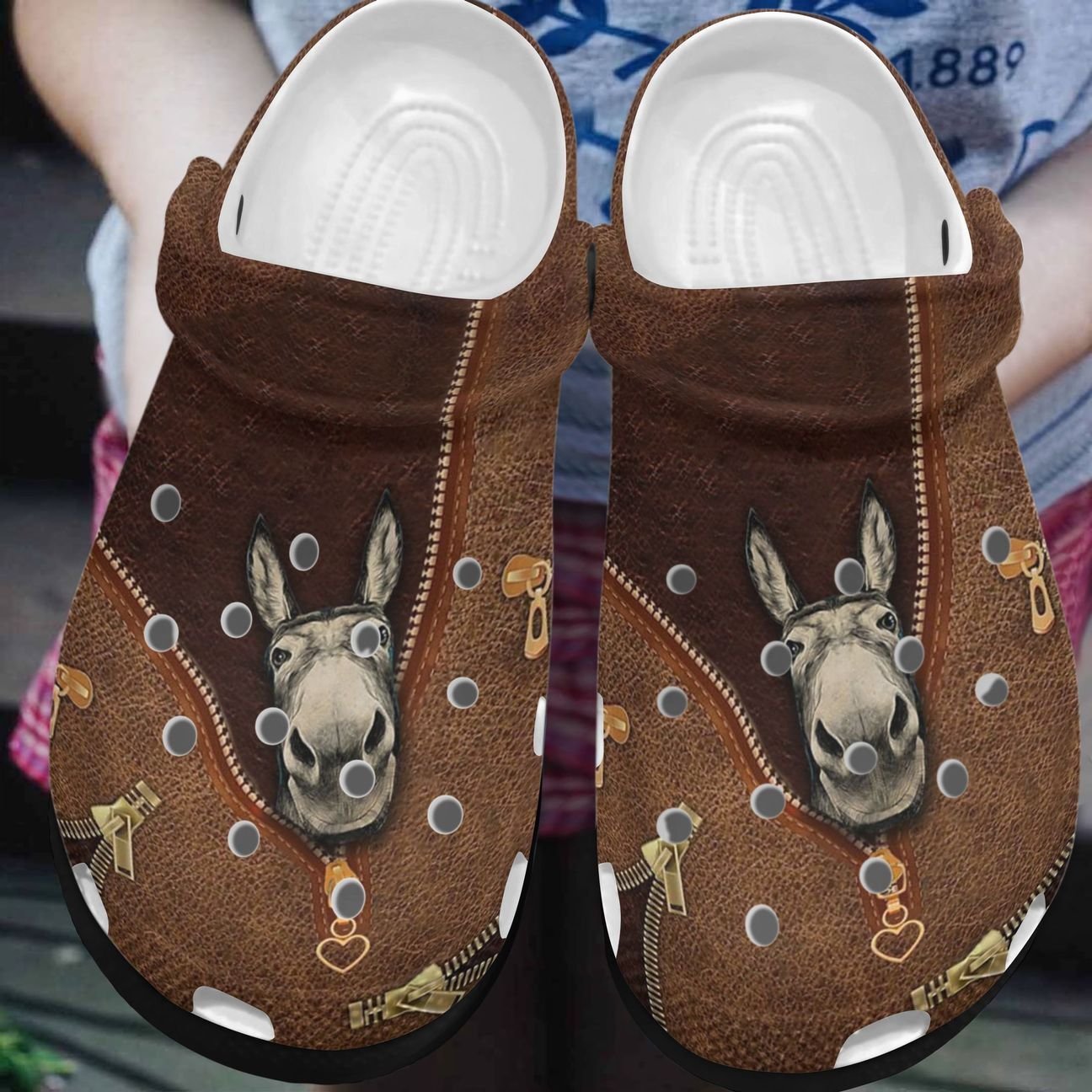 Donkey Personalized Clog, Custom Name, Text, Color, Number Fashion Style For Women, Men, Kid, Print 3D Donkey Zipper