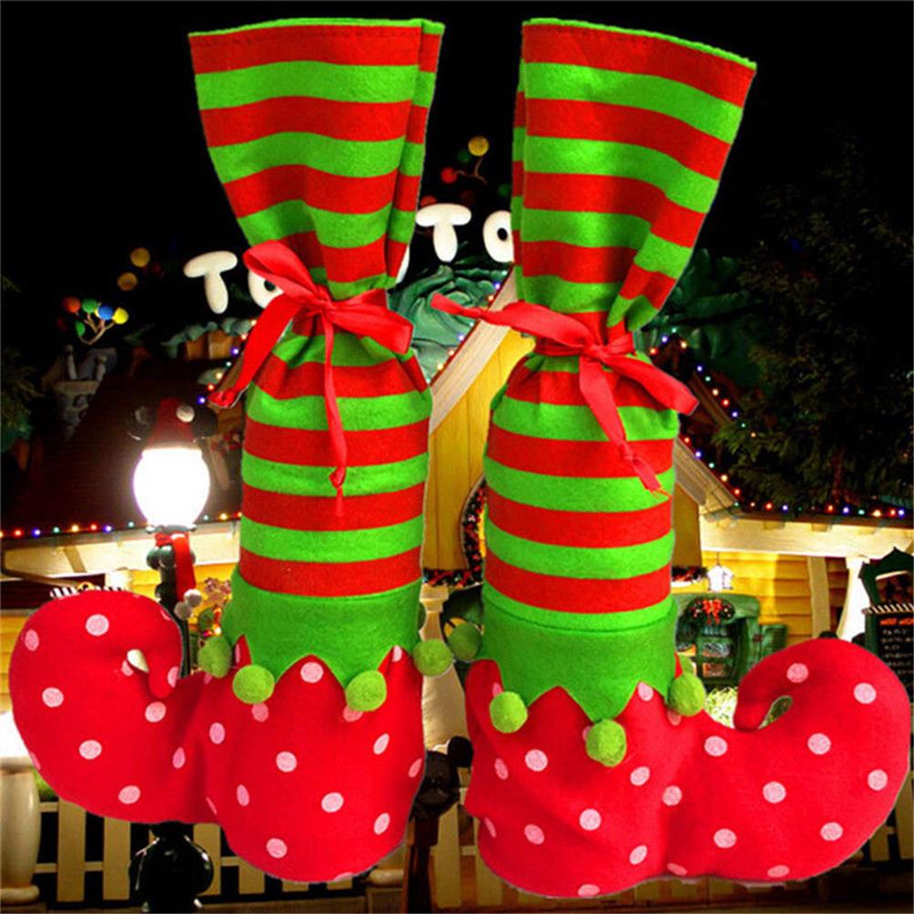 Candy Bag Gift For Christmas Decrations Santa Claus Elf Boot Shoes Stocking Christmas Decoration Hanging