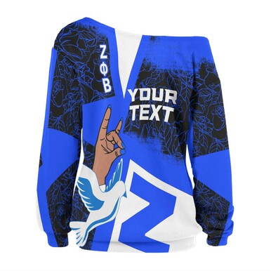 Zeta Phi Beta Women Off Shoulder Sweater – Custom Sorority Zeta Phi Beta Rose Patterns And Hand Sign