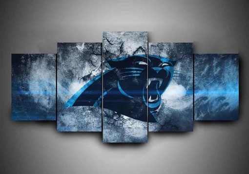 Carolina Panthers 1 Football Sport 5 Panel Canvas Art Wall Decor