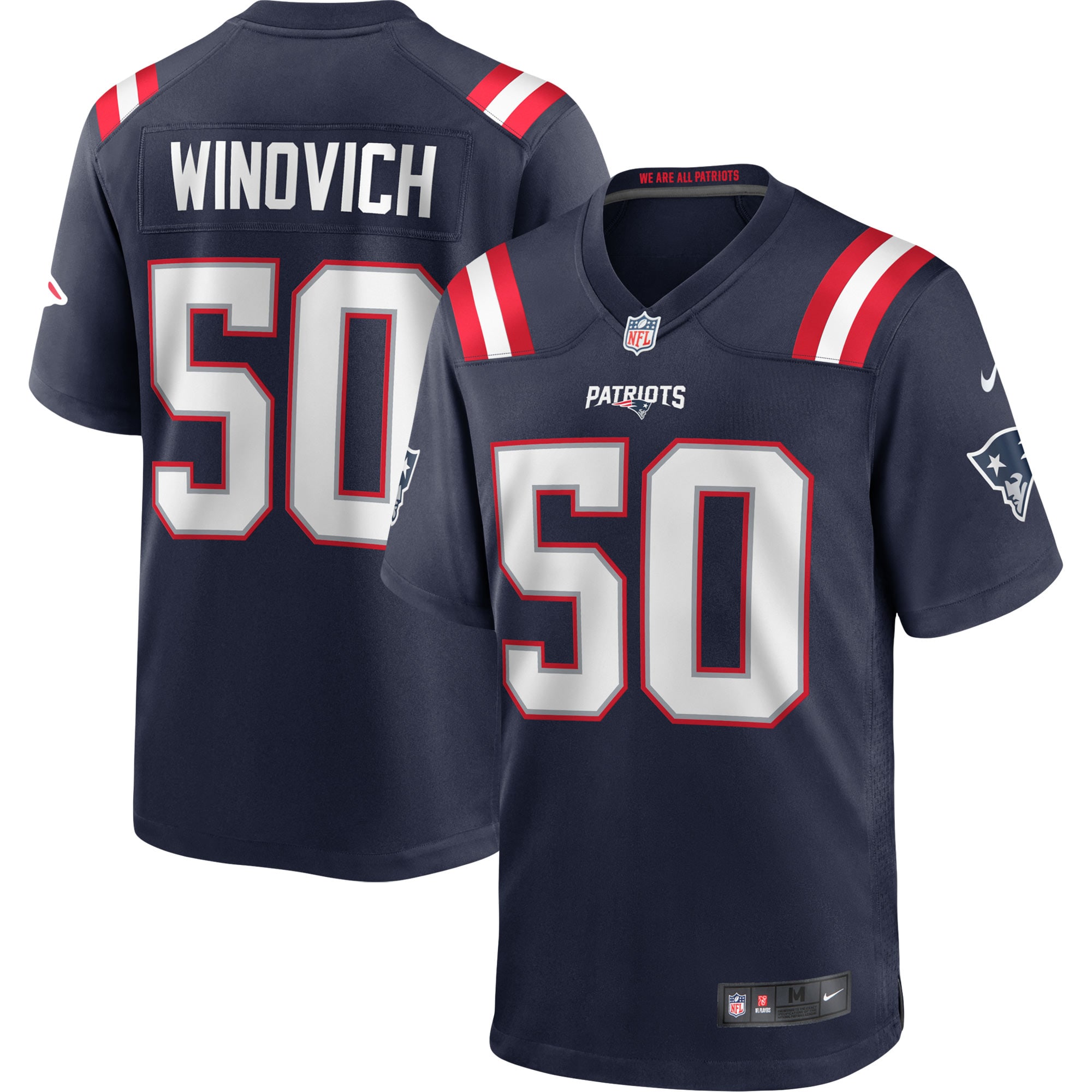 Men’s New England Patriots Chase Winovich Navy Game Player Jersey