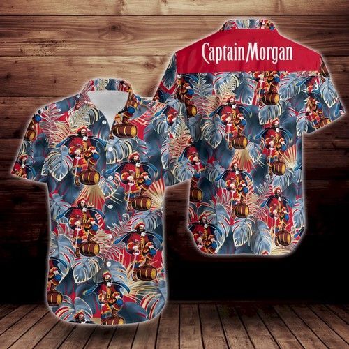 Captain Morgan Tropical Flower Short Sleeve Hawaii Shirt Ha99891