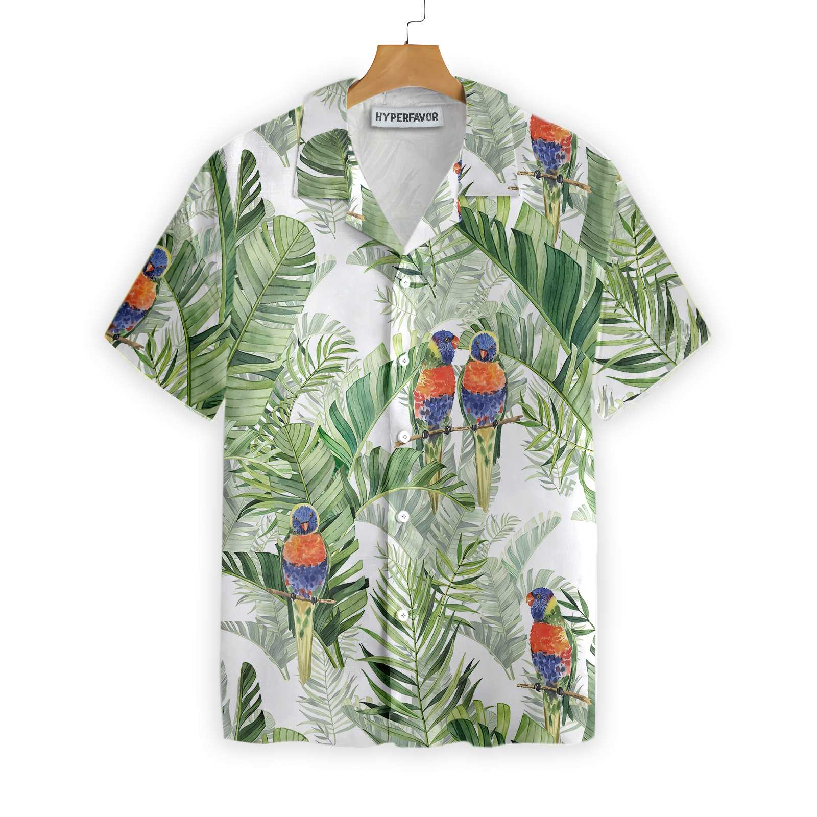 Beautiful Watercolor Parrots In Green Hawaii Shirt Ha84771