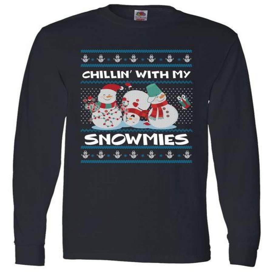 Chillin’ With My Snowmies Ugly Christmas Long Sleeve Shirt