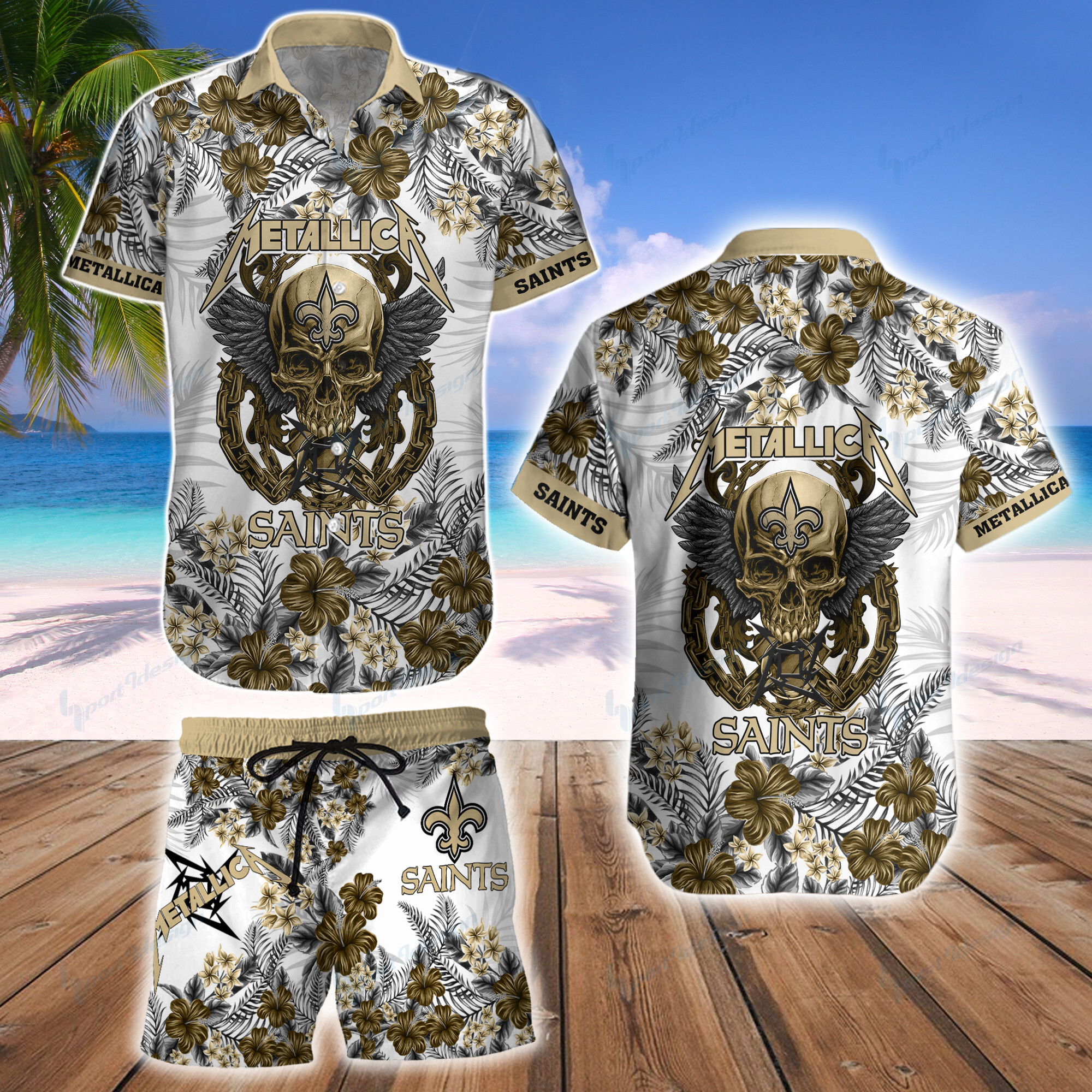 New Orleans Saints Hawaii Shirt & Shorts Bg345