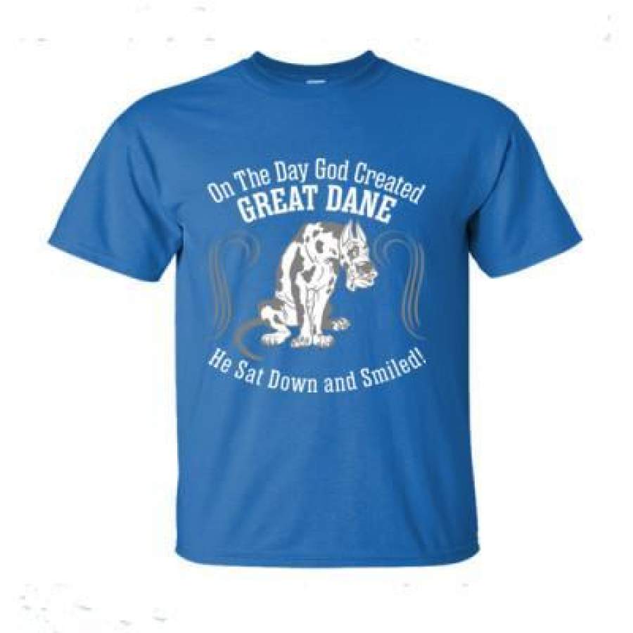 AGR On Day God Created Great Dane Dog Sat Down Smiled – Ultra-Cotton T-Shirt
