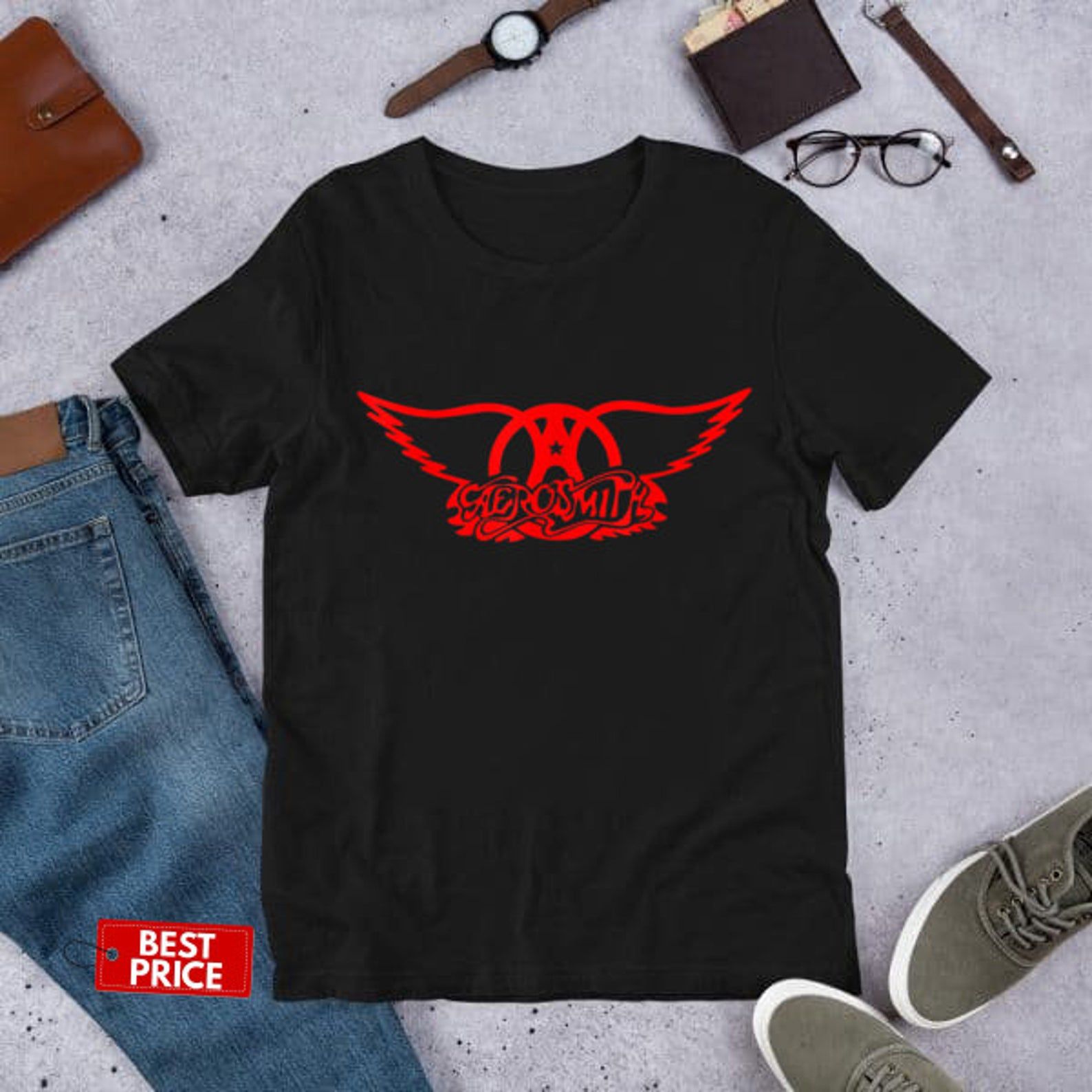 Aerosmith – Red Logo T-Shirt Aerosmith Rock Band Shirt Aerosmith Shirt Music Shirt