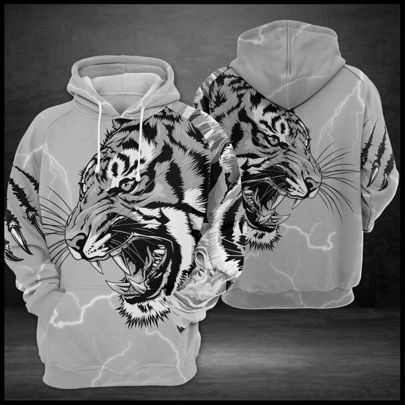 White Tiger Scratch T1108 – All Over Print Unisex Hoodie