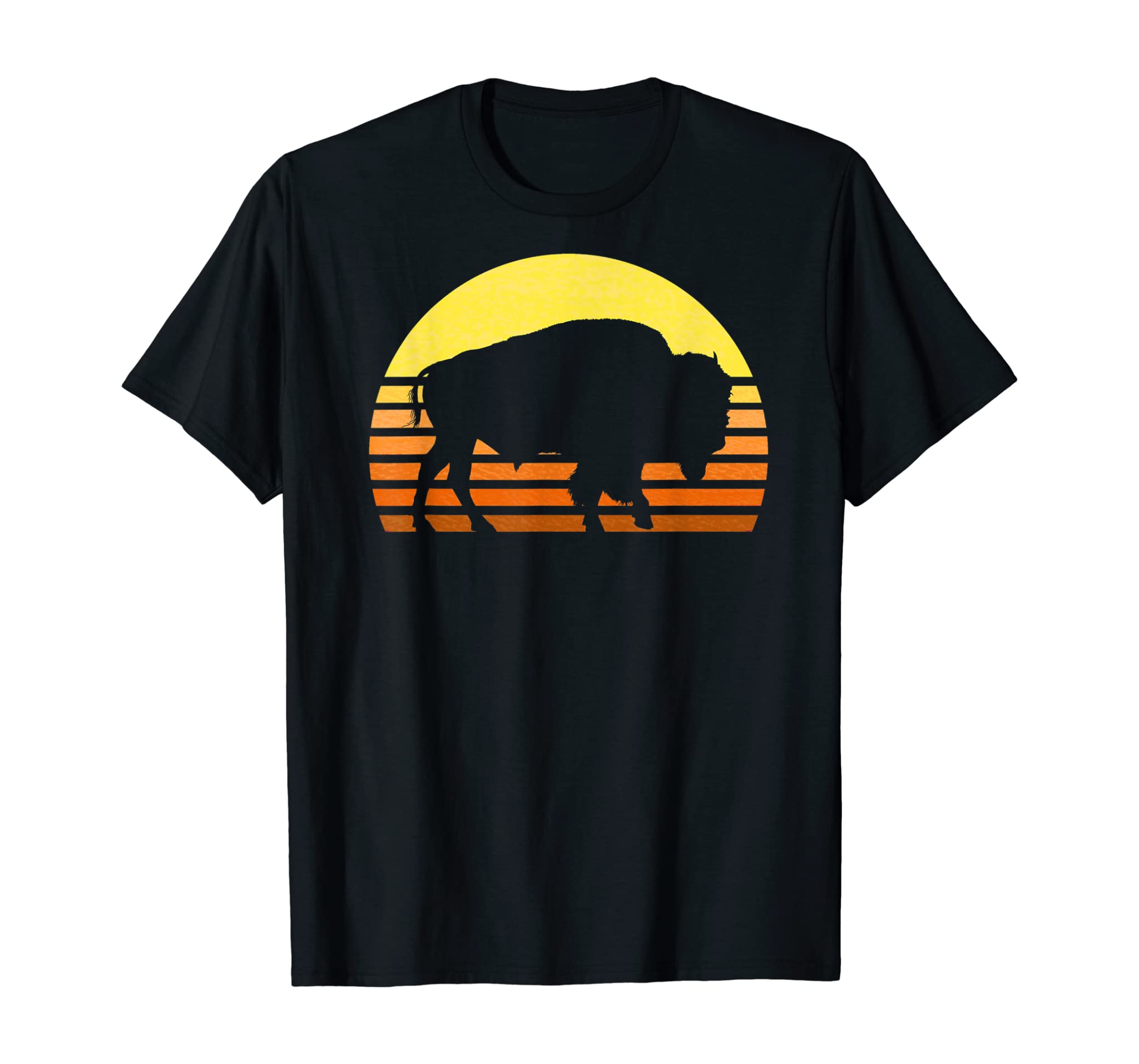 Native American Bison Buffalo Bull Western Indian Retro Sun T-Shirt