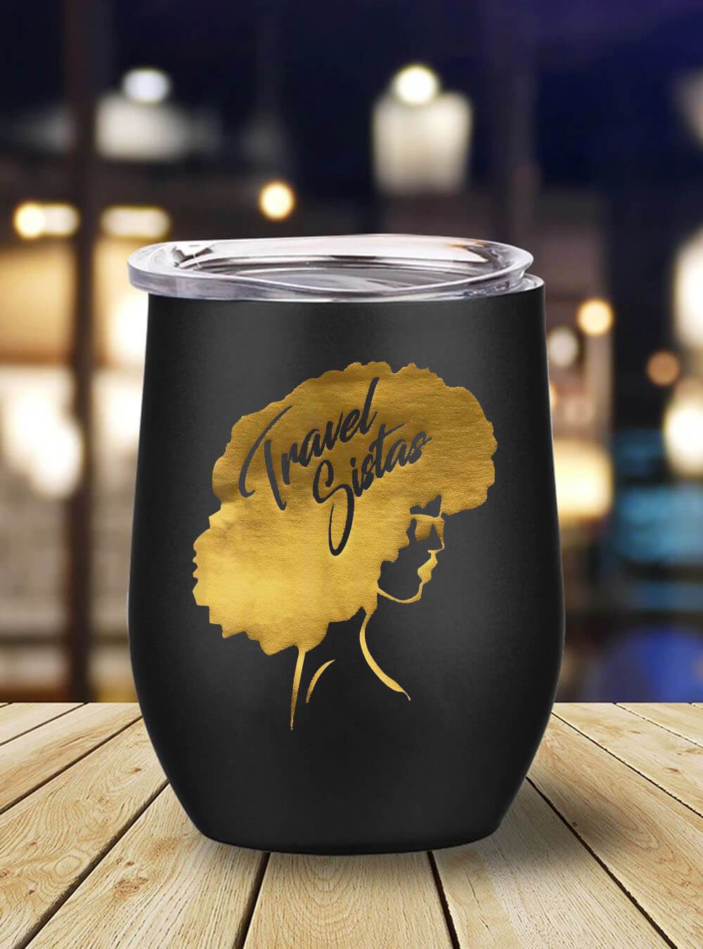 African Tumbler Mug Black Girls Travel Tribe Melanin Travel Sister Gold Stainless Steel Wine Tumbler Mug Afrocentric Inspired Gifts Bps2006
