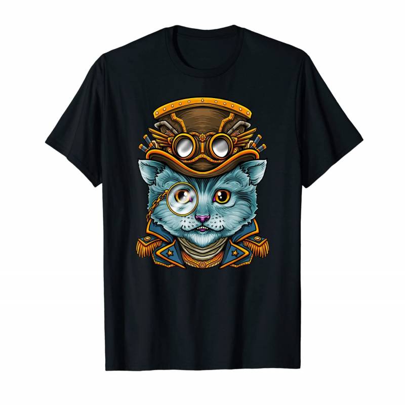 Vintage Steampunk Cat Cyberpunk Art Desert Festival Kitten T-shirt