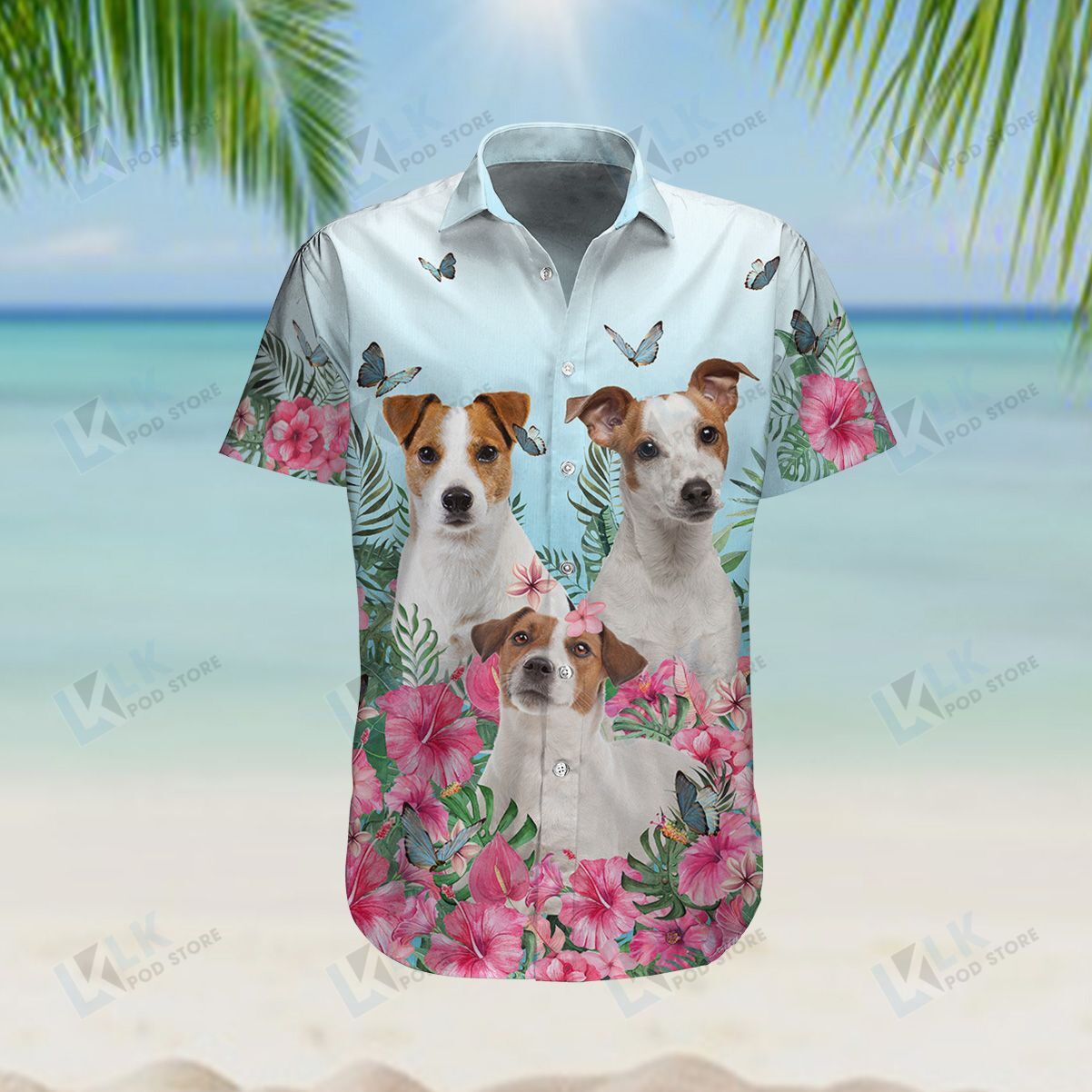 Jack Russell Hawaiian Shirt Hibiscus Beach Ha102191