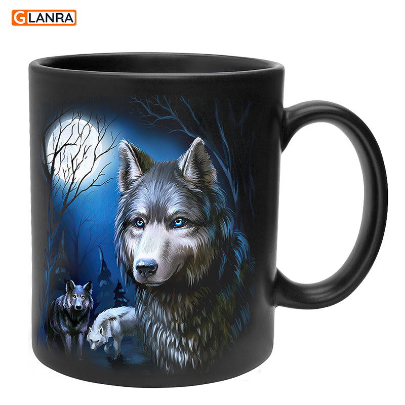 Wolf Moon Light Mug, Wolf Mug, Gift For Wolf Lovers, Birthday Gift For Best Friend, Cute Wolf Mug Gift, Animal Wild Lovers Gift, Anniversary Gift