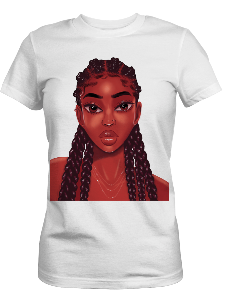 Shirt For Black Girl Pinky Lovely Locs Long Hair Girl Art Shirt For Black Women