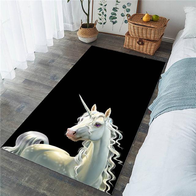 White Horse Unicorn Rectangular Rug, Unicorn Lover’s Rug