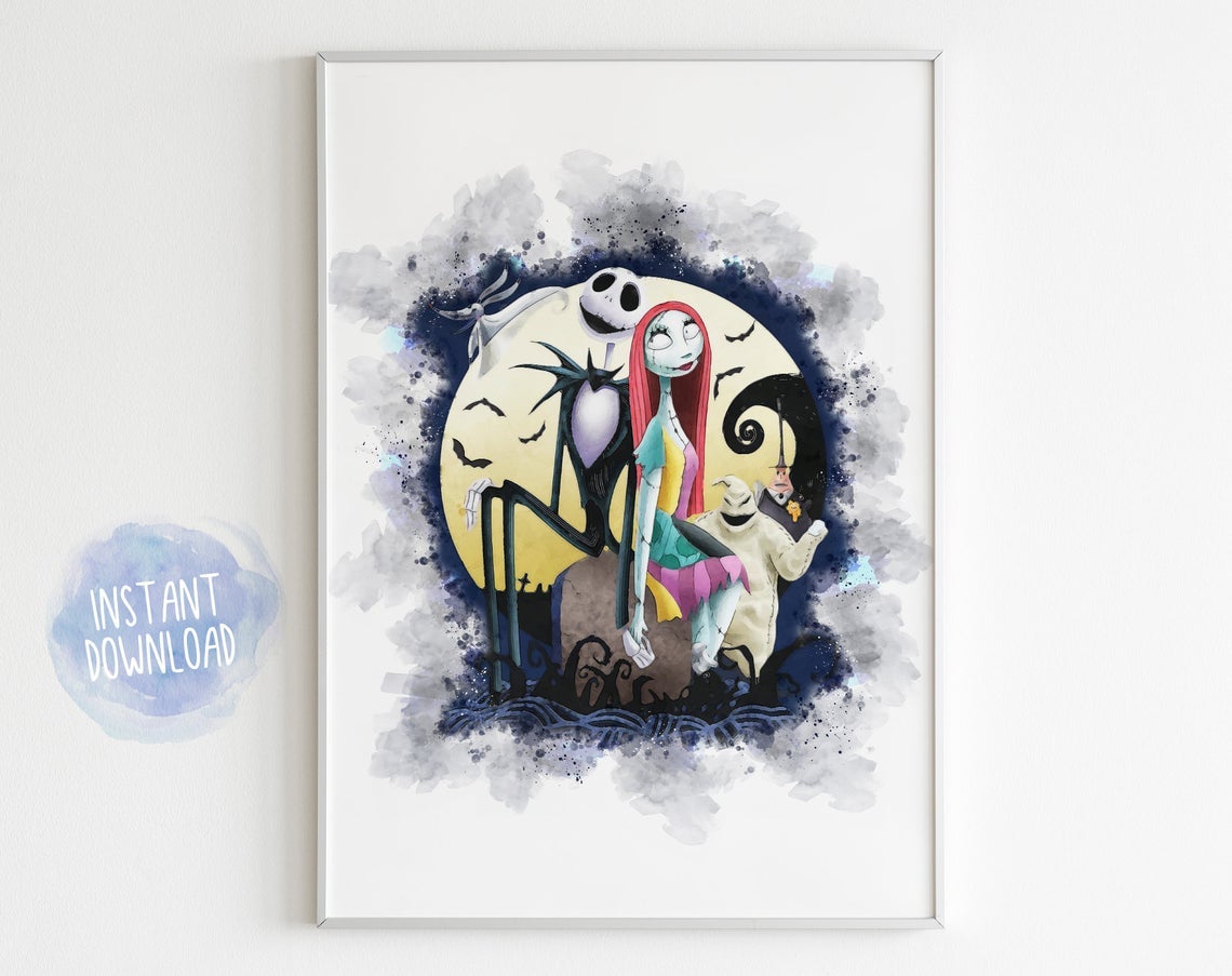 The Nightmare Before Christmas Movie Canvas And Poster, Canvas Wall Art, My Poster Wall, Happy Halloween, Halloween Decoration 1