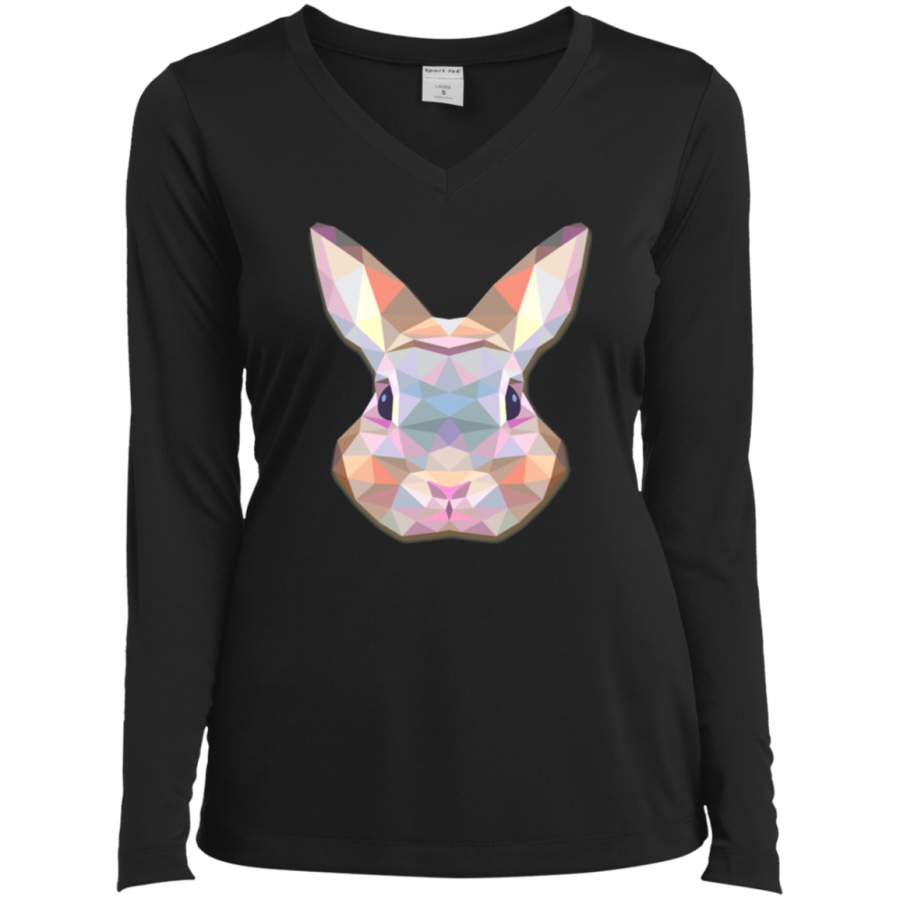 Rabbit Hare Animals Gift Ladies’ LS Performance V-Neck T-Shirt