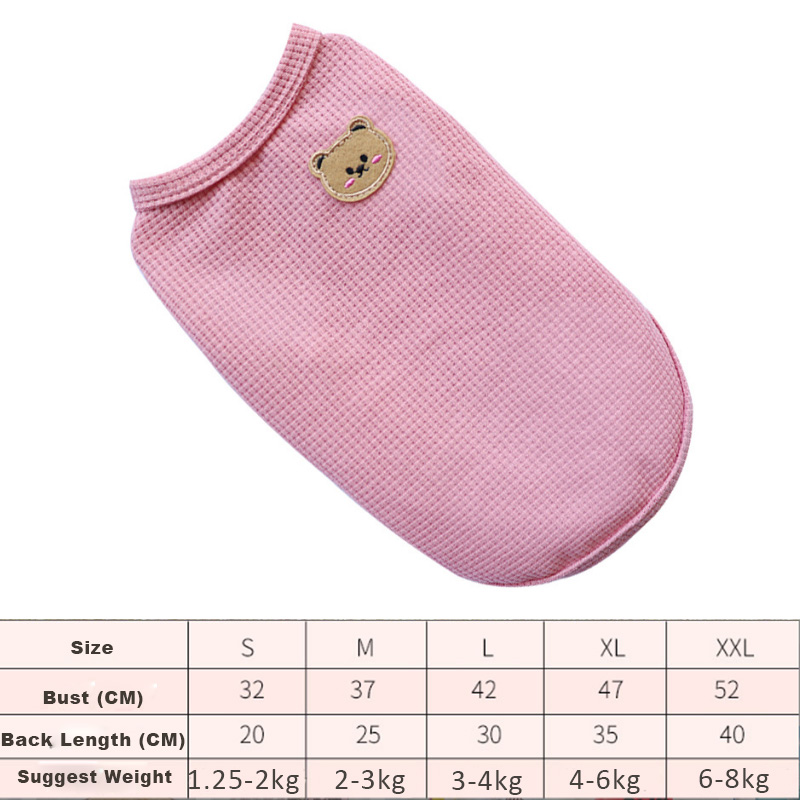 Waffle Bear Pet Dogs Clothes for Boy Female Puppy Clothing Terno Cats Vest Breathable Thin Section alx