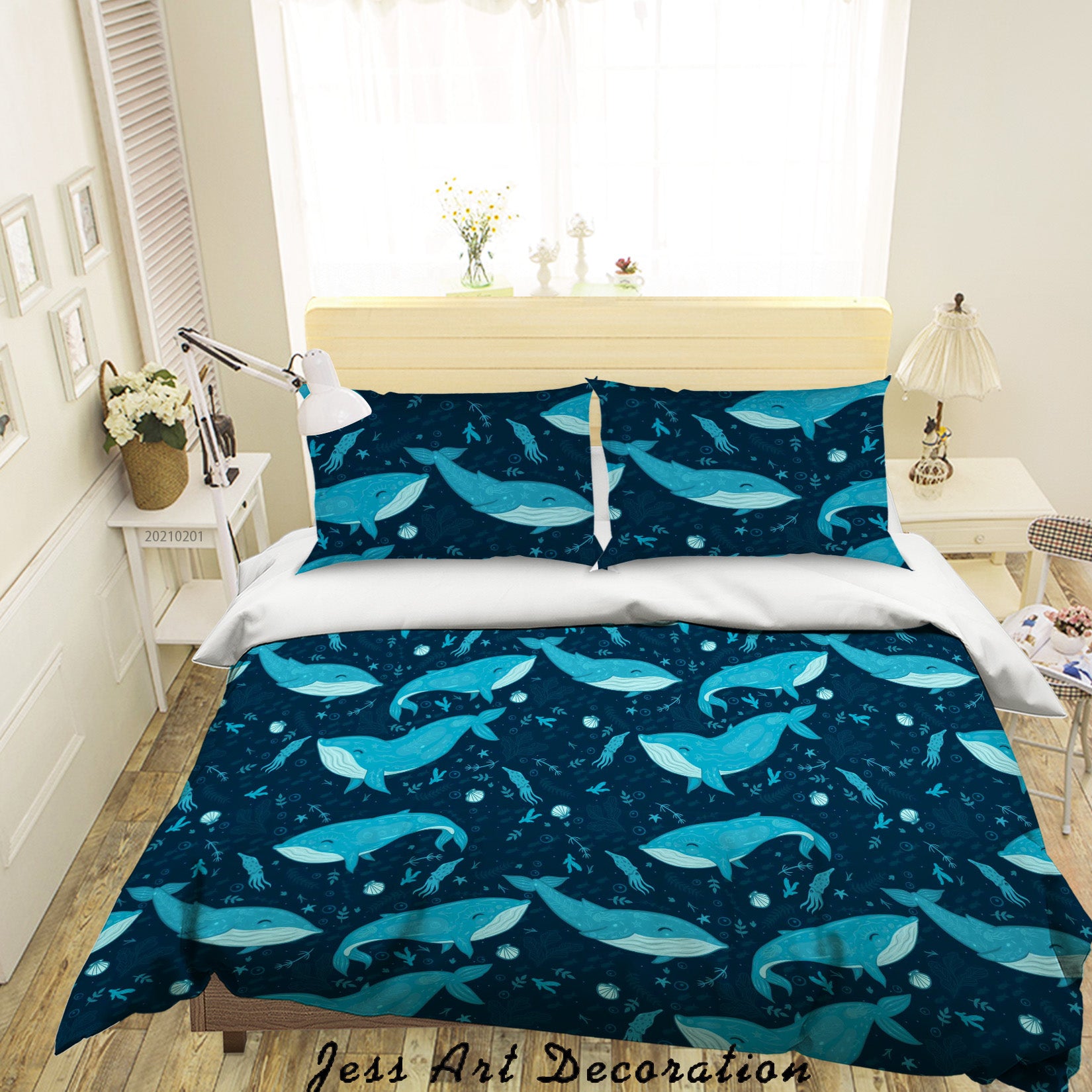 3D Hand Drawn Animal Whale Quilt Cover Set Bedding Set Duvet Cover Pillowcases 59