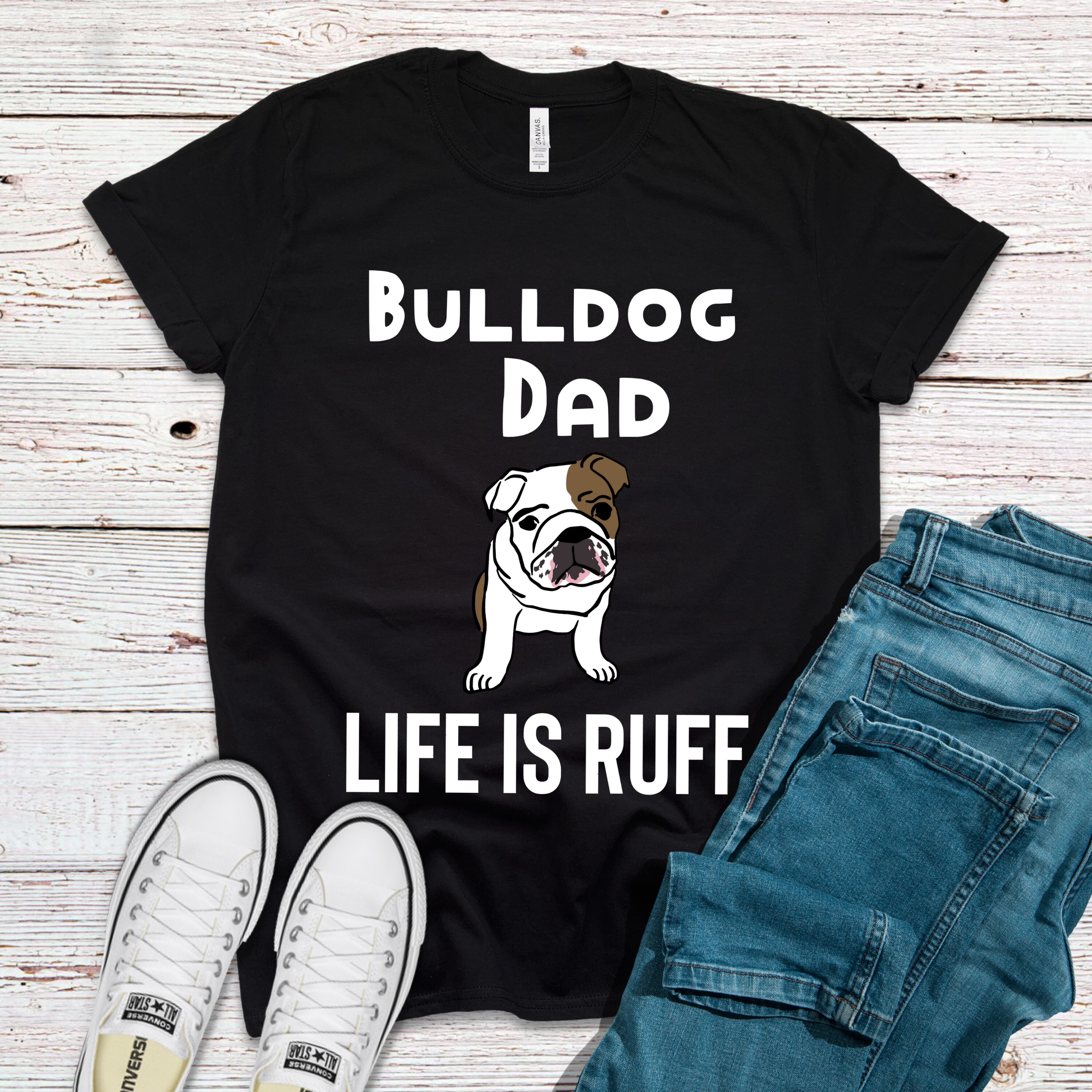 Bulldog Dad Life Is Ruff Dog Lover Shirt