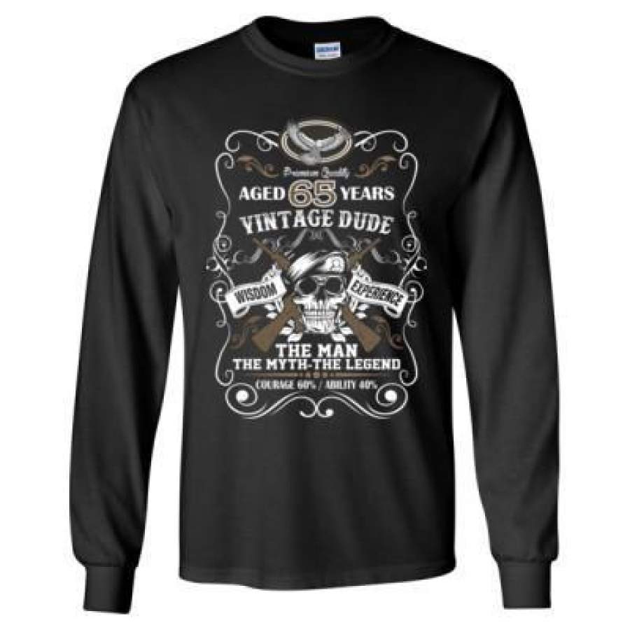 AGR Aged 65 Years Vintage Dude Wisdom Experience The Man The Myth The Legend Courage 60% Ability 40% – Long Sleeve T-Shirt