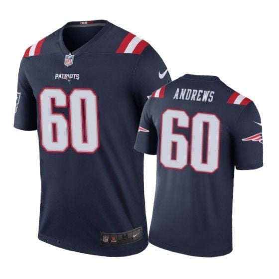 New England Patriots 60 David Andrews Color Rush Navy 3D Jersey