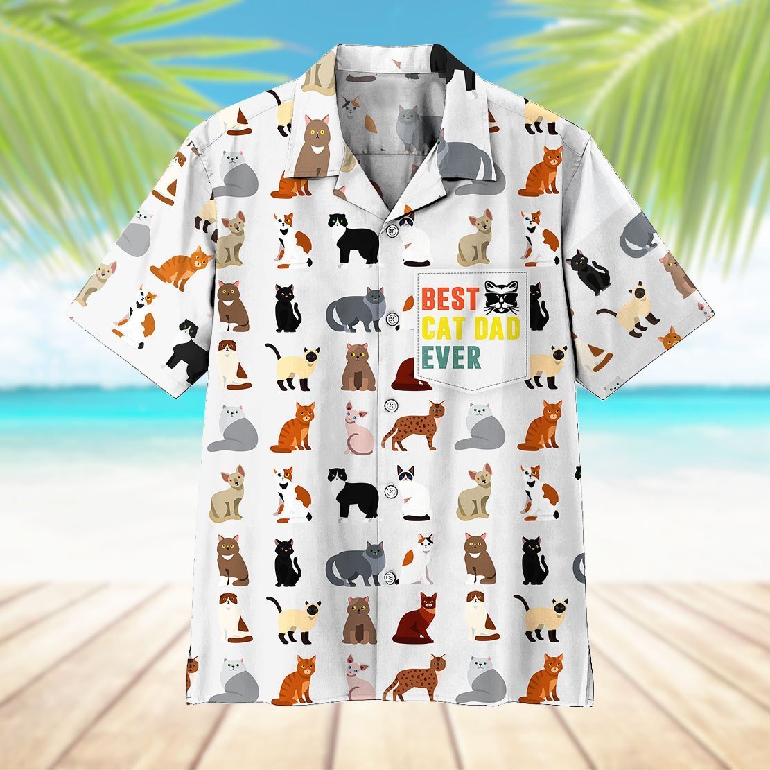 Best Cat Dad Ever All Over Printed Hawaiian Shirt Ha44953