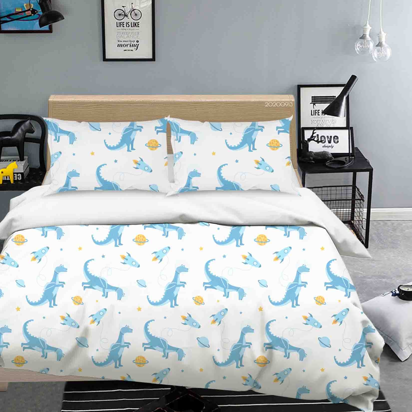 3D Dinosaur Astronaut Space Cartoon Pattern Quilt Cover Set Bedding Set Duvet Cover Pillowcases Wj 1830