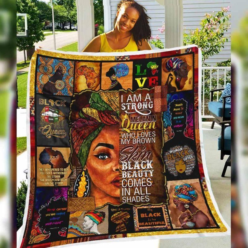 Melanin Queen My Black Is So Beautiful Melanin, African American Cozy Fleece Blanket Sherpa Blanket