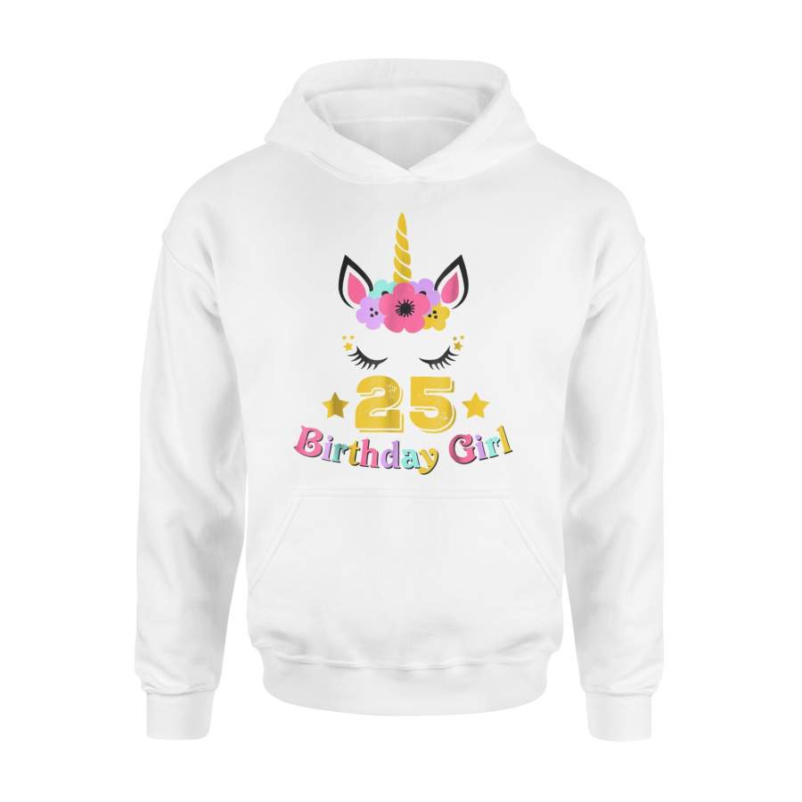 25 Birthday Girl Floral Unicorn 25th Birthday Outfit Hoodie