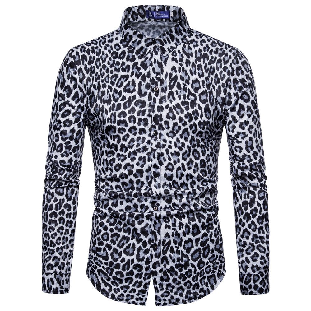 Trend Nightclub Leopard Print Shirt High Quality Long