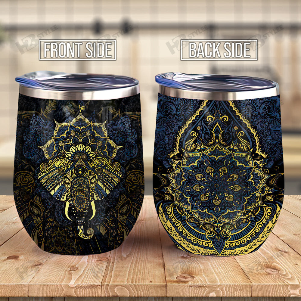 Mandala Elephant Gold Mandala Wine Tumbler Elephant Lovers Gift Ablz1406012Z Wine Tumbler