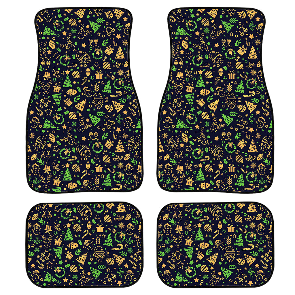 Christmas Party Elements Pattern Print Front And Back Car Floor Mats, Front Car Mat