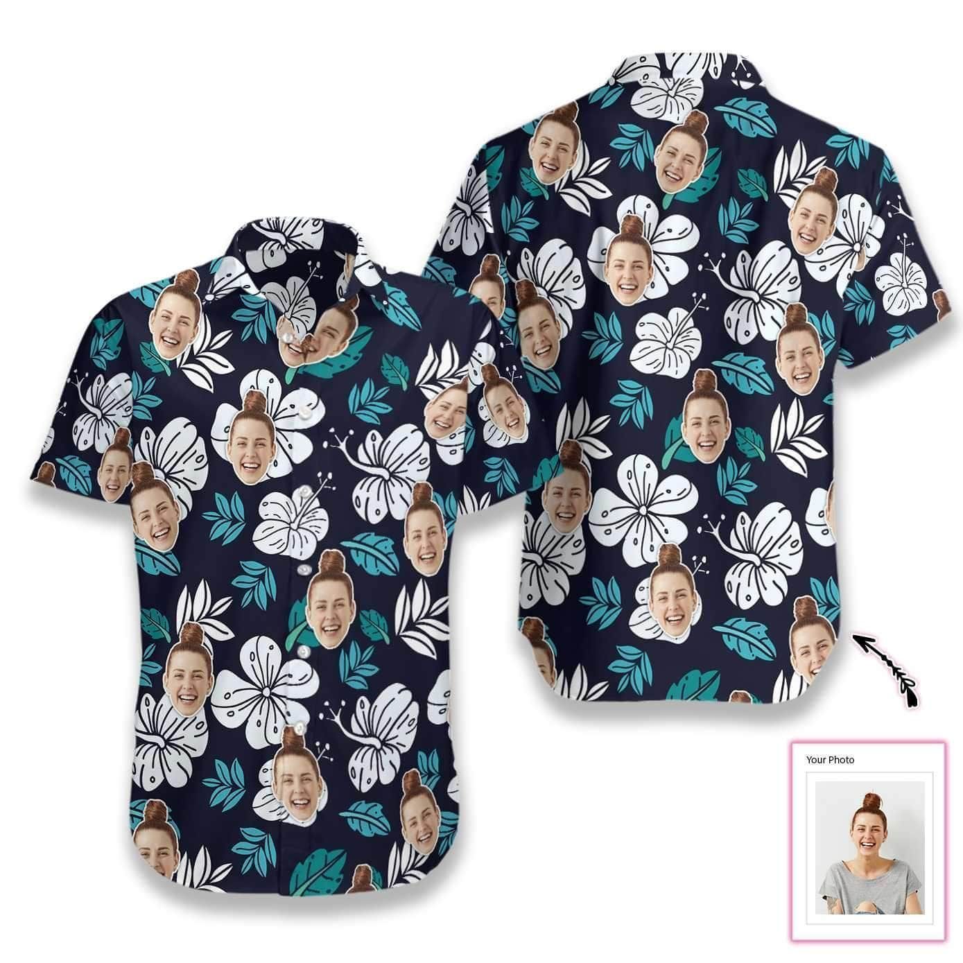 Shop From 1000 Unique Personalized Floral Pattern Seamless Hawaii Aloha Shirts With Custom Face Ha14834