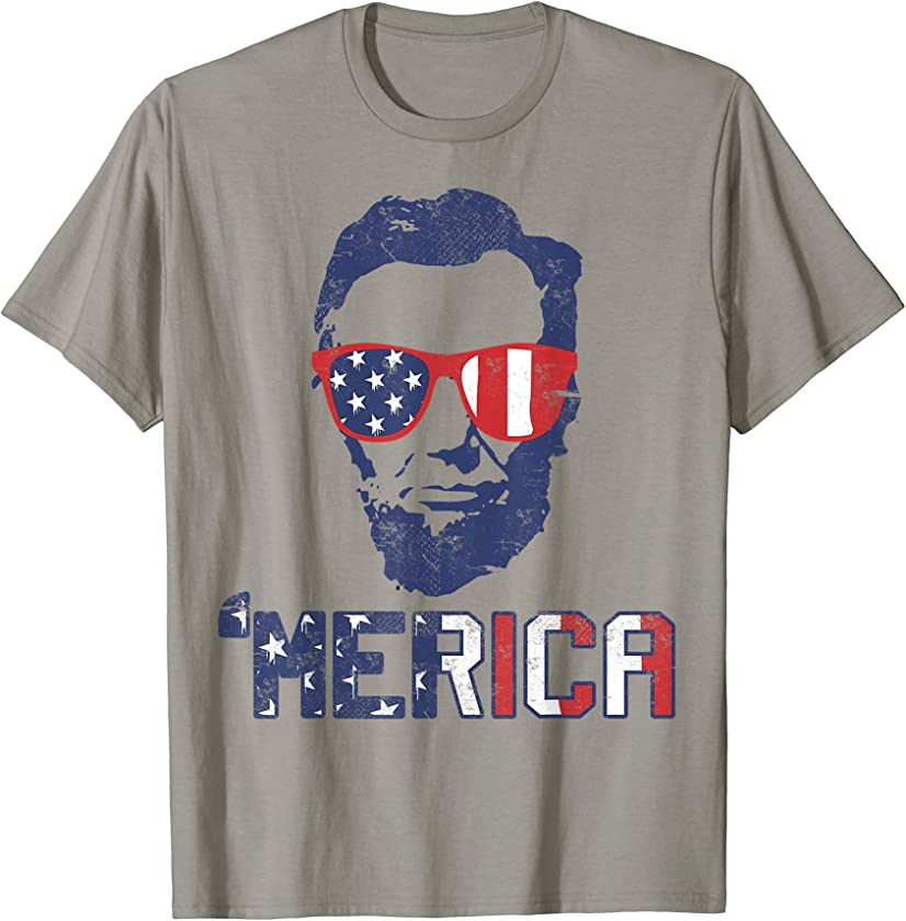 Abraham Lincoln Vintage USA Flag 4th Of July Merica T-Shirt