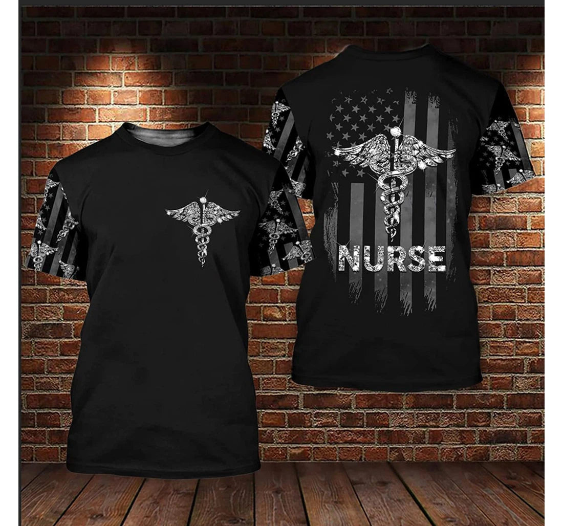 Nurse American Flag Diamond Flag 3D Printed Shirt, Nurse Uniform 3D Tshirt