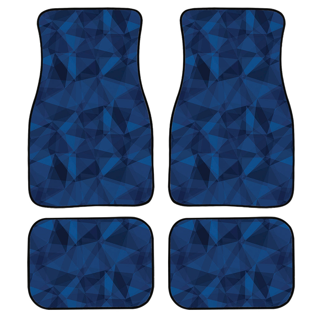 Blue Polygonal Geometric Print Front And Back Car Floor Mats, Front Car Mat