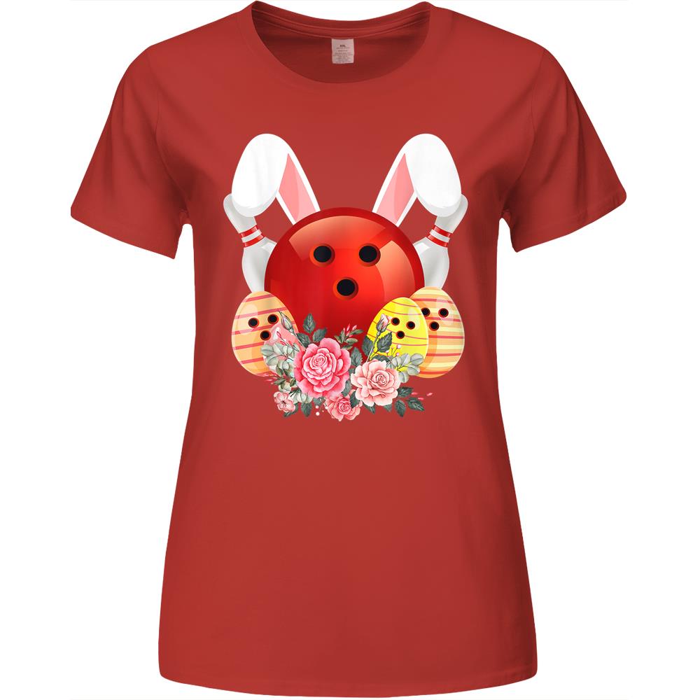 Bowling Easter Bunny Egg 2021 Rabbit Flowers Pascha Bowler Premium Womens Tshirts