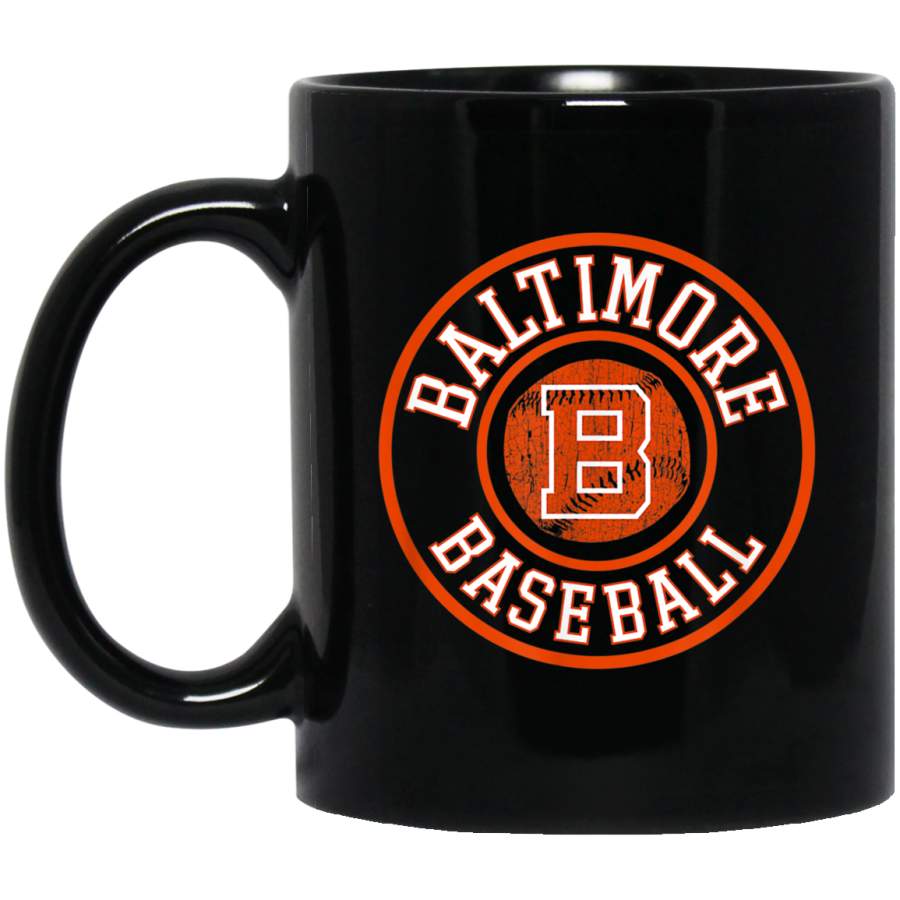 Baltimore Baseball – Vintage Oriole Retro Badge Gift Mug 11 oz 15 oz Black Mug