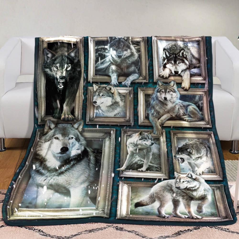 Wolf  Fleece Blanket, Sherpa Blanket, Gift For Parent, Family Member, Friends Gift, Christmas Gift, Home Decor, Home Living