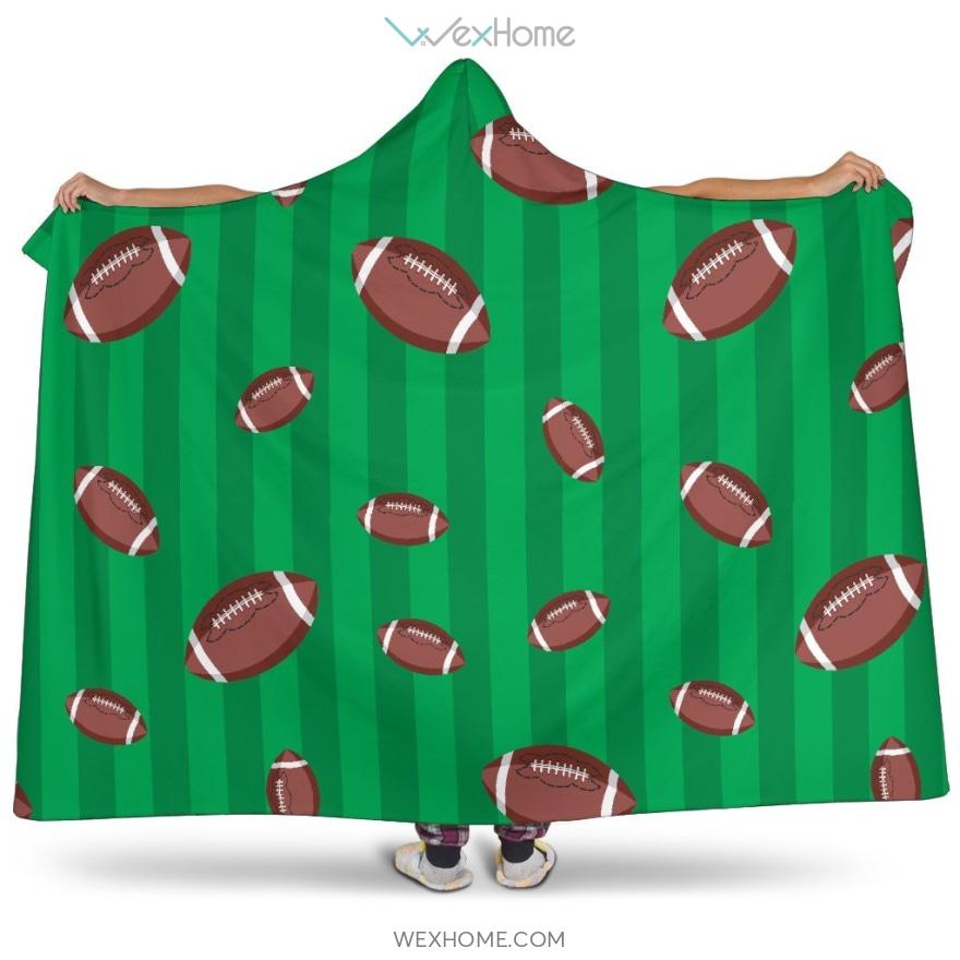 American Football Ball Field Background Hooded Blanket