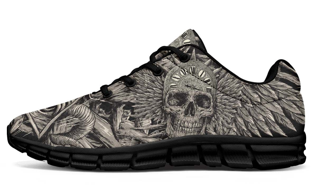 Time Is Running Out Skull Breathable Sneakers Custom Shoes