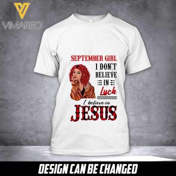 Personalized September Girl I Believe In Jesus Tshirt For Women Ney3007N