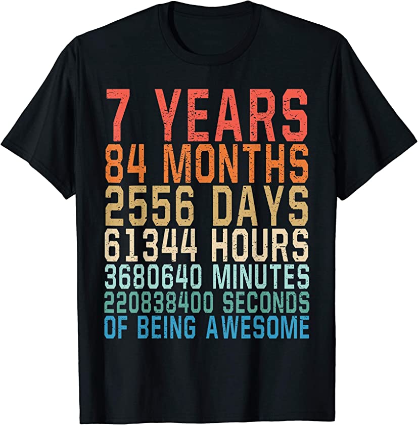 7 Years Old 7th Birthday Vintage Retro 84 Months Funny T-Shirt