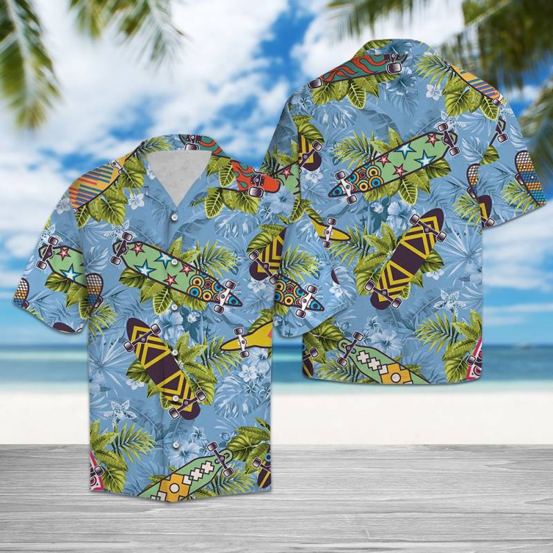 Skateboard Tropical Hawaiian Shirt Ha90543