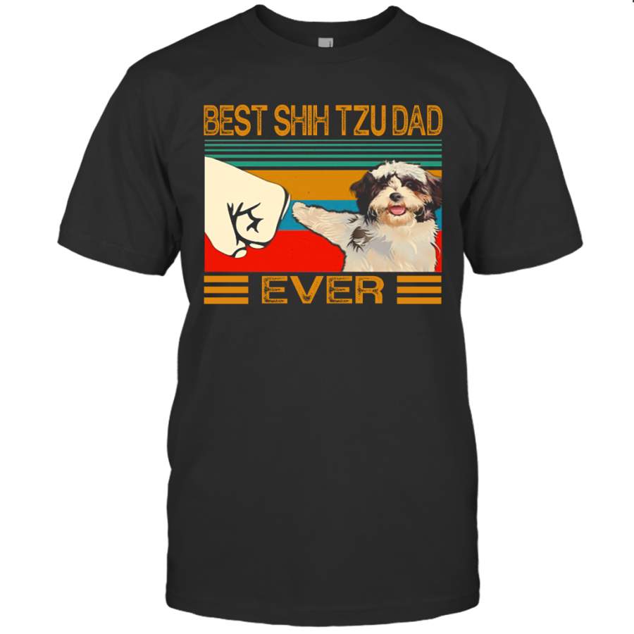 Best Shih Tzu Dad Ever Retro Vintage Shirt