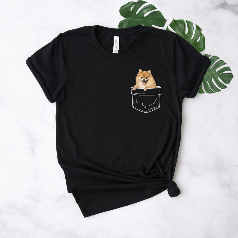 Pomeranian Shirt , Pomeranian Mom T-Shirt , Dog Mom Gifts , Cute Pomeranian Dog Shirts , Pomeranian In Pocket Unisex Tee