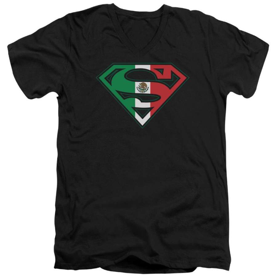 Superman Mexican Flag Shield Men’s V-Neck T-Shirt