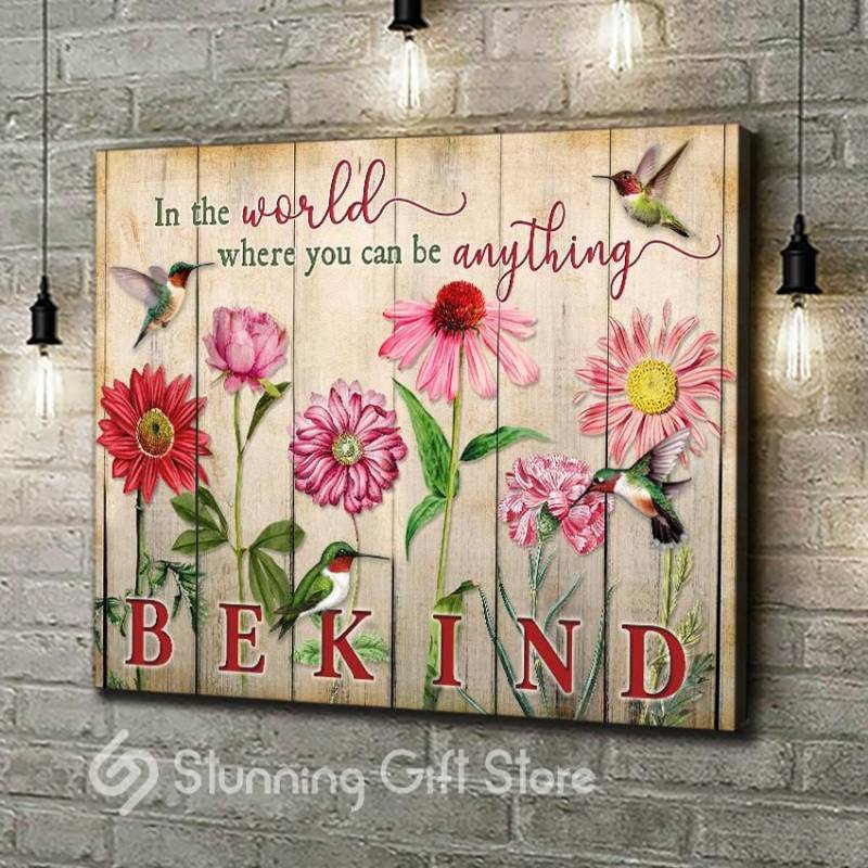Hummingbird Flower Be kind poster poster 3332203070