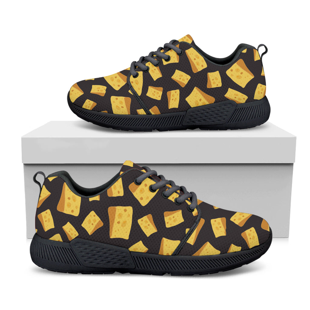 Black Cheese And Holes Pattern Print Black Athletic Shoes